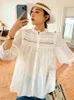 Dames blouses gypsylady witte elegant chic blouse shirt katoen boho zomer dames lantaarn mouw hollow out sexy dames casual top