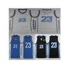 Gli uomini 23 maglie universitarie Michael Custom North Carolina Tar Heels blu bianco nero personalizzano il basket universitario indossano una maglia cucita per adulti