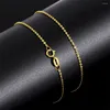 Kedjor Pure 18K Yellow Gold Chain Women Lucky Thin O Link Halsband 16-24 tum