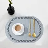 Table Mats Beautiful Placemat Easy Cleaning Cup Heat Insulation Protective Oval Shape Mat