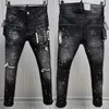 Nya män jeans hål ljusblå mörkgrå Italien varumärke man långa byxor byxor streetwear denim mager smal rak cyklist jean för d2 toppkvalitet 28-38 storlek 988101