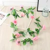 Decorative Flowers 1PC Simulation Rose Flower Artificial Plant Vine For Home Wall Ceiling Water Pipe Decoration