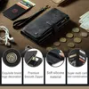 CaseMe Retro Leather Zipper Purse Wallet Cases Pour Samsung Galaxy S23 Ultra S22 S21 S20 Note 20 A54 A34 A14 A33 Stand Flip Cards Bag Pocket Holder Phone Covers