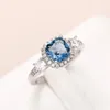 Anéis de casamento temperamento azul zirconia cúbica para mulheres com interesse especial Bandas de engajamento de jóias da moda da moda