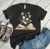 T-shirts pour femmes chemise livresque fleur esthétique et livre amoureux des fleurs sauvages cadeau littérature étudiant coton mode Streetwear Goth Y2k