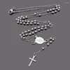 Kedjor atgo mode smycken rostfritt stål radband halsband jungfru mary små korshänge halsband för män kvinnor religiösa gåvor