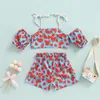 Clothing Sets 2Pcs Swimwear Baby Girls Bathing Suit Fashion Cute Printing Halterneck Bikini Set Swimsuit For Toddlers Summer Beachwear