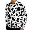 Polos pour hommes or blanc vache imprimé T-Shirts décontractés paillettes taches Polo Style de rue quotidien à manches longues conception vêtements grande taille