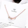 Pendant Necklaces Todorova Brilliant Cubic Zircon Infinity Necklace Rose Gold Color Choker Charm For Women Lover Fashion Jewelry