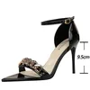 Été femmes sandales talons hauts femmes chaussures pour fête bout pointu pompes élégant 9.5 CM talons sandales femme taille 34-43 WSH4578