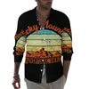 Men's Casual Shirts Vintage Mountains Man Maximalist Mountain Maze Brown Mint Orange Shirt Trendy Funny Blouses Pattern Top Plus Size