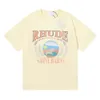 T-shirt de printemps Summer American Luxury Rhude Shirt Skateboard Mens Designer T-shirt Femmes Hommes T-shirt Rude décédé