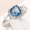 Anéis de casamento temperamento azul zirconia cúbica para mulheres com interesse especial Bandas de engajamento de jóias da moda da moda