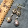 Dangle Earrings Ladies 'Natural Pearls Flower Ball非常に明るいバロックの長い絶妙な仕上がりと無料配達。