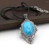 Pendentif Colliers 2023 Rétro Partie Gemme Naturelle Pierre Quartz Cristal Aventurine Turquoise Charme Collier Bijoux Cadeau Exquis 30x55mm