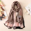 Scarves Women Imitation Silk Scarf Wheel Chain Print Shawls Office Lady Wraps Female Headscarf Beach Towel Beautiful Gift 90x180cm