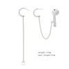 Dingle örhängen släpp anti Lost Earring Airpods Women White Pearl Long Chain Ear Clip Cuff S925 Needle SMYELLTY