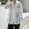 Men's Casual Shirts PFHQ Trendy Summer Hollow Out See-through Design Men's Jacket High Quality Personality Elegant 2023 Stylish Tops