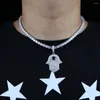 Chaînes Iced Out Classique Main De Fatima Hamsa Collier Pendentifs Or Argent Couleur Tennis Chaîne Déclaration Bijoux Pour Femmes Hommes Hip Hop