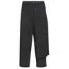 Men's Pants Double Layer Skirts Men's Fashion Trend Black Deconstructed Pleated Trousers Straight Genderless Casual Menswear