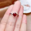 Cluster Rings Mdina Promise Ring 925 Sterling Silver Platinum Plated Natural Round Red Garnet Present smycken för kvinnor