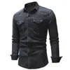 Camisas casuais masculinas Marca de algodão jeans de manga longa Tops de qualidade cowboy slim fit jean tee casaco bonito roupas masculinas