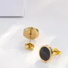 Stud Earrings Buyee Classic Earring Black Stone 925 Sterling Silver Simple 10mm Round For Woman Man Punk Gold Jewelry