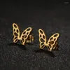 Pendientes de tuerca originales y divertidos para Mujer, bonitos pendientes de acero inoxidable con mariposas y animales para Mujer