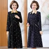 Sıradan elbiseler yaz vintage çiçek baskısı orta yaşlı kadınlar midi elbise zarif moda uzun kollu parti bayanlar vestidos giyim