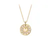 Ketten XLC5 925 Sterling Silber hohler runder Kreis Kompass Halskette goldene Schlüsselbeinkette Kubikzirkon für Frauen