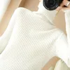 Women's Sweaters Wool Blended Autumn/winter 2023 Self-cultivation Stacked Collar Drawstring Thickened Short Bottoming Sweater
