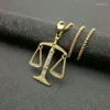 Pendant Necklaces European And American HIPHOP Stainless Steel Gold-plated Libra Zodiac Balance