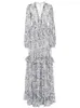 Robes décontractées LINDA DELLA 2023 créateur de mode femmes été Style imprimé fleuri col rond rétro taille haute à manches longues robe