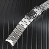 시계 밴드 22mm 실버 솔리드 곡선 엔드 링크 교체 밴드 스트랩 팔찌 더블 푸시 클래스 SKX007
