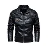 Mäns jackor Mens Läderjacka 2023 PU Motorcykeldräkt Velvet Male Coat Fashion Brodery Moto Biker varm överrock