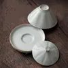 Teegeschirr japanischen Stil Ru Porzellan Gracked Glasur Gaiwan einzelne Tasse handgemachte Terrine machen Kung Fu Teegeschirr Zubehör individuelle Geschenke