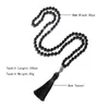 Hanger kettingen islamitische moslim tasbih gebed 99 kralen rozenkrans 8mm zwart onyx geknoopt met kwastje sieraden