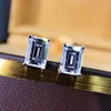 Stud Earrings 925 Sterling Silver High Carbon Diamond Emerald Cut Wedding For Women Men Birthday Fine Jewelry Gift