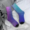 Chaussettes pour hommes Hip Hop rétro géométrique dégradé bleu violet vert rose fou hommes unisexe Design Art Harajuku sans couture imprimé ras du cou chaussette