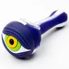 Senaste färgglada silikonrör Eye Style Glass Ninhål Singlehole Filter Bowl Portable Herb Tobacco Cigaretthållare Hookah Waterpipe Bong Rökrör