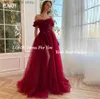 Robes de soirée élégantes robes de bal formelles rouges fleurs 3D hors épaule robe de soirée en tulle fente latérale A-ligne robes de soirée de remise des diplômes 2023 T230502