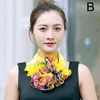 Koreansk blommig chiffong nackskydd falsk krage halsduk sommar kvinnor is silk skydd elastisk variation halsduk klädtillbehör