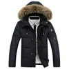 メンズダウンスタイルジャケットショートホワイトダック太い毛皮襟屋外冬暖かいプラスサイズ