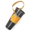 Mode kaffekopphylsa med handtag återanvändbar PU kaffekopphållare bärbar löstagbar handbärande väska för dryckesdryck te