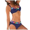 Kvinnors badkläder 2023 Tryck Sport Bandeau Push Up Bikinis Sexig Gradient High-Breasted Straps Bikini Set Two-Piece Baddräkt uppfriskande