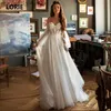 Robes de soirée Boho robes de mariée O-cou Appliques dentelle manches longues longueur de plancher princesse robes de mariée robe de mariée 2021 suknia slubna T230502