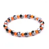 Hebra 12 piezas 8mm sección de la suerte hematita cuenta pulsera elástica Reiki Mini rojo naranja verde azul púrpura Jade piedra brazalete mujer joyería