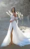 Robes De Soirée Doux Tulle Dentelle Boho Robe De Mariée Amovible Manches Longues Robe De Mariée 2021 Haute Fente Plis Plage Robes De Fête De Mariage Princesse T230502