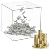 Nyhetsartiklar Piggy Bank Dålig akrylbesparande pengar Box Transparent kubmynt Förvaring för myntnot Tirelire 230428