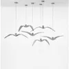 Chandeliers White LED Resin Bird Pendant Lamp Sky Freedom Seagull Chandelier Handing For Dinning Room PA0315